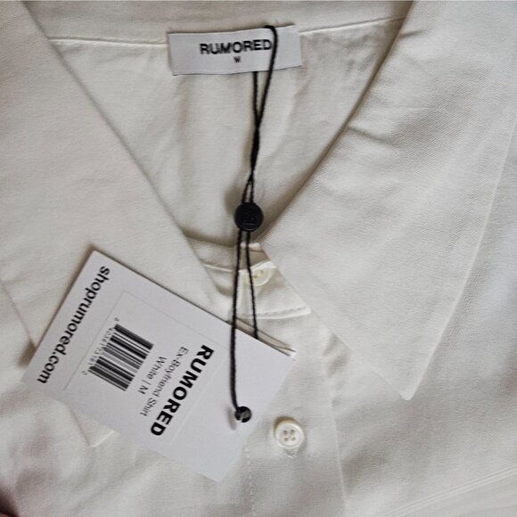 Rumored NWT Ex-Boyfriend White M Collared Bttn Down Business Casual Top Preppy - Picture 8 of 9